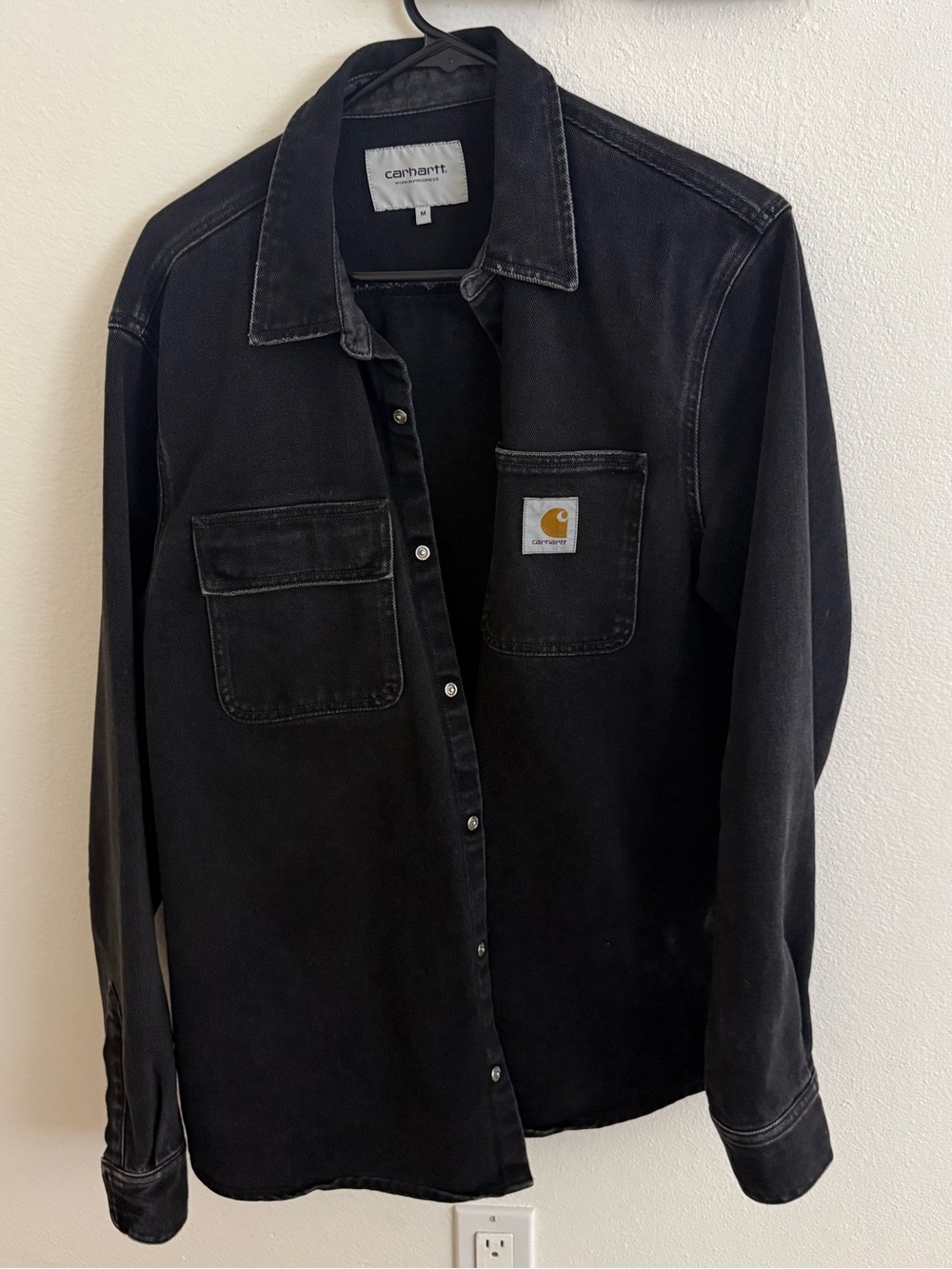 Carhartt Black Button-Up Work Shirt with Chest Pockets